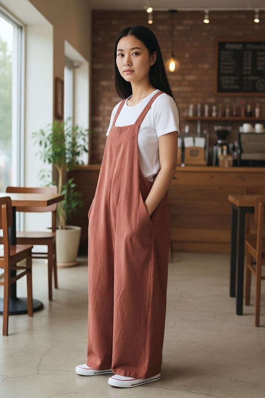 Anrabess Women's XL Linen Blend Wide Leg Jumpsuit NWT Boho Cottage Overalls